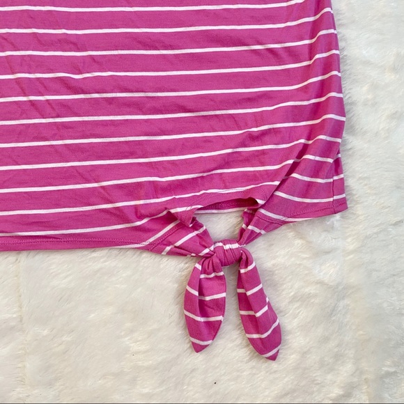LAUREN Ralph Lauren Pink Striped Tie Hem Top - Picture 3 of 5